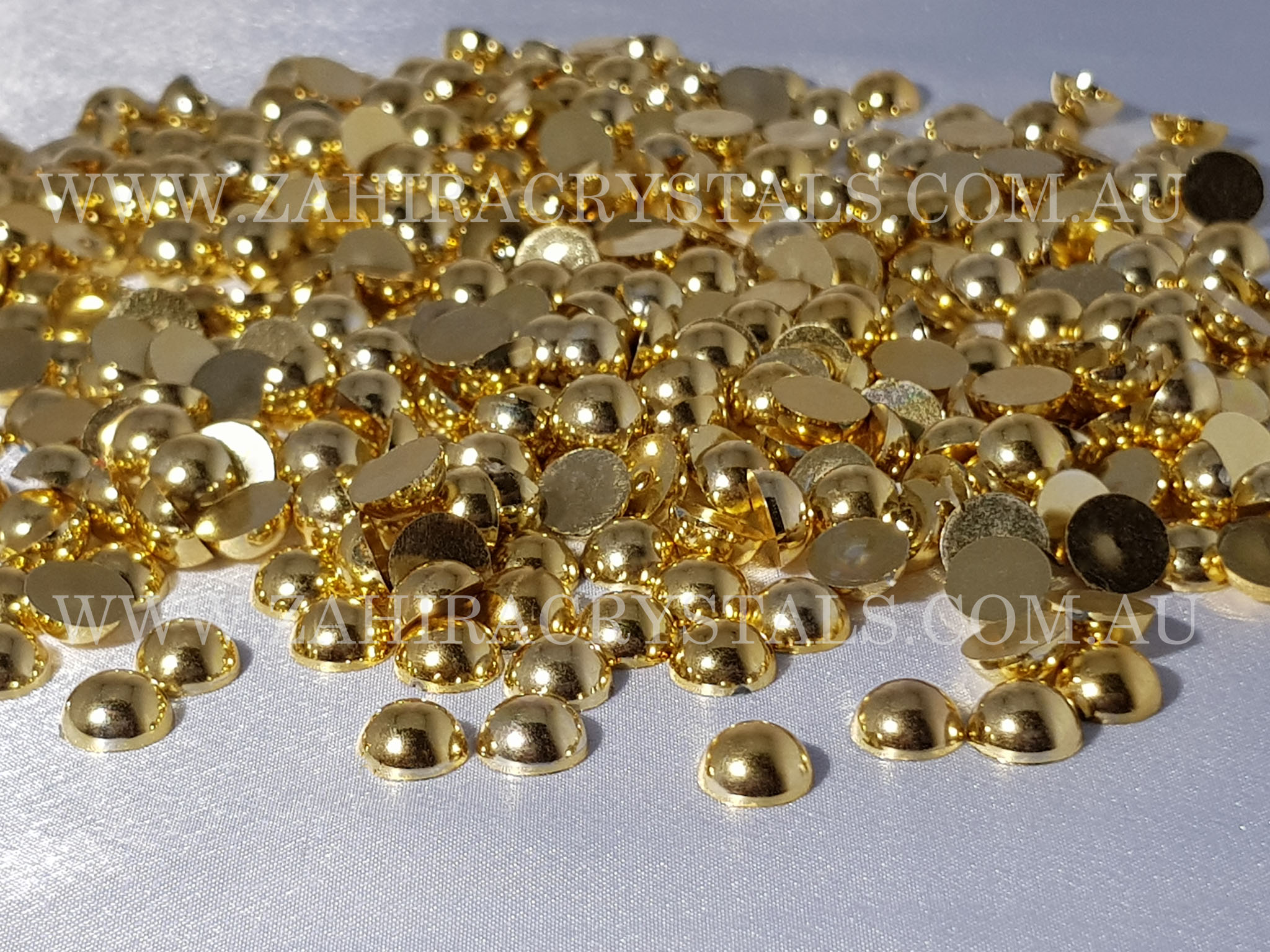 Khaya Flat-Back Gold Pearl Trim 5/8 - Gold (Sold by the Yard)