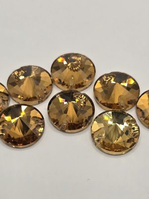 Champagne Round Rivoli Sew-On Feature Stone
