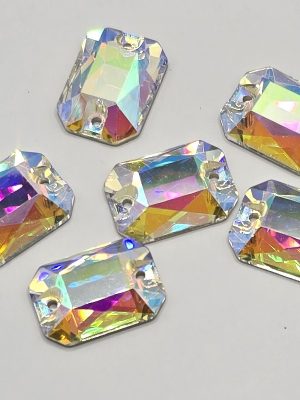 Crystal AB Emerald Cut Sew-On Feature Stone