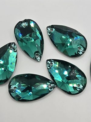 Emerald Teardrop Sew-On Feature Stone