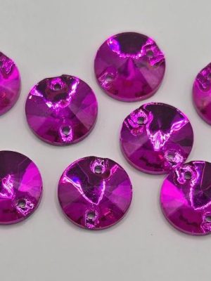 Fuchsia Round Rivoli Sew-On Feature Stone
