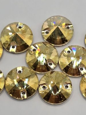 Gold Nugget Round Rivoli Sew-On Feature Stone