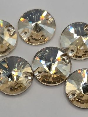 Golden Glow Round Rivoli Sew-On Feature Stone