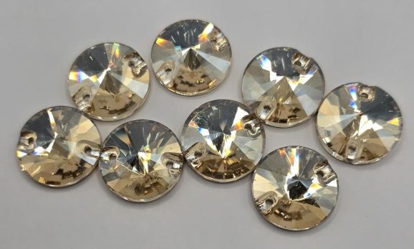 Golden Glow Round Rivoli Sew-On Feature Stone