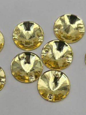 Canary (Light) Round Rivoli Sew-On Feature Stone