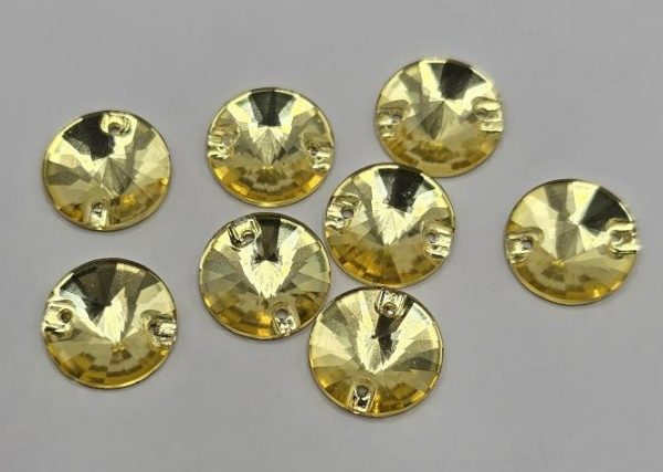 Canary (Light) Round Rivoli Sew-On Feature Stone