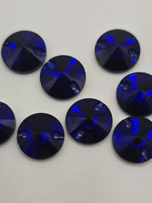 Navy Round Rivoli Sew On Feature Stone