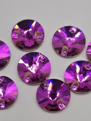 Rose Round Rivoli Sew-On Feature Stone