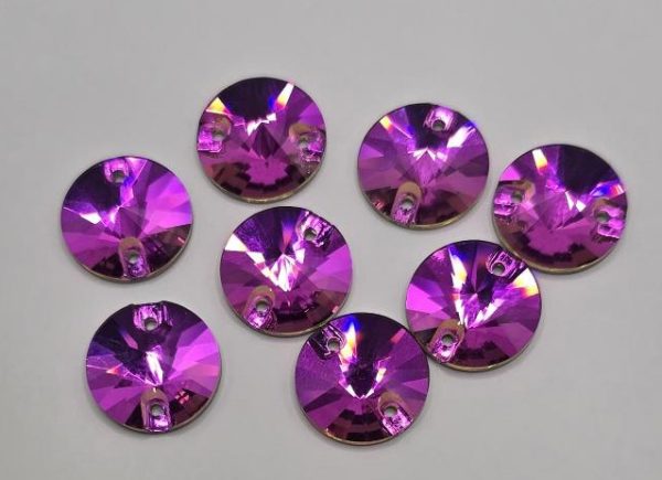 Rose Round Rivoli Sew-On Feature Stone