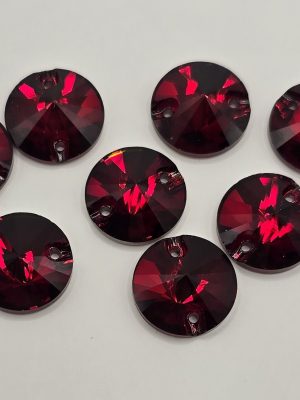 Ruby Round Rivoli Sew-On Feature Stone
