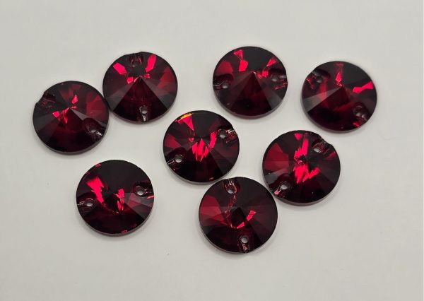Ruby Round Rivoli Sew-On Feature Stone