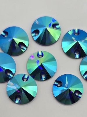 Sapphire AB Rivoli Round Sew-On Feature Stone