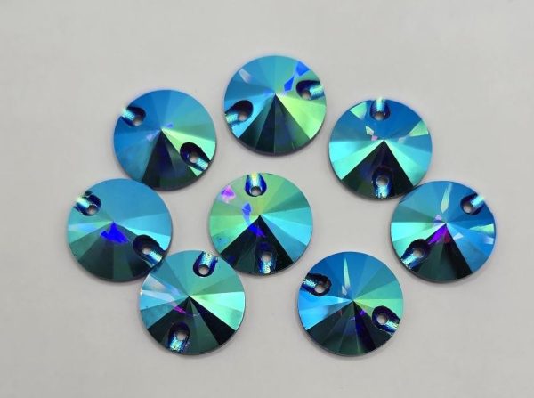 Sapphire AB Rivoli Round Sew-On Feature Stone
