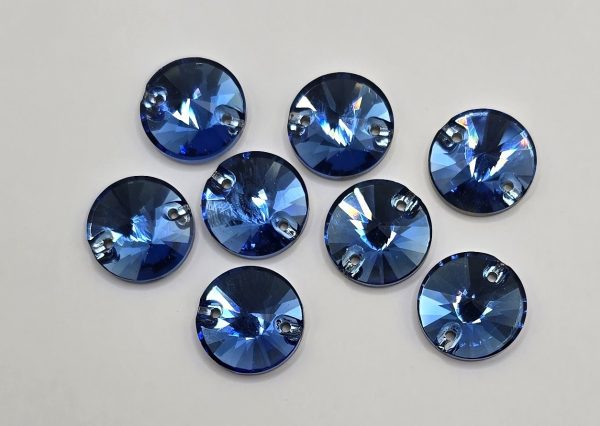 Sky Blue Round Rivoli Sew-On Feature Stone