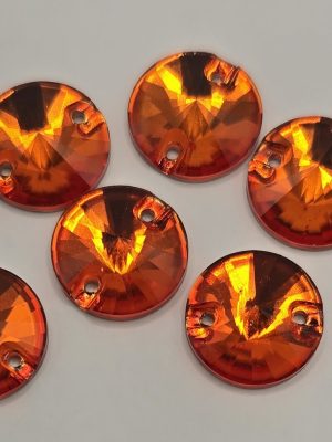 Tangerine Round Rivoli Sew-On Feature Stone