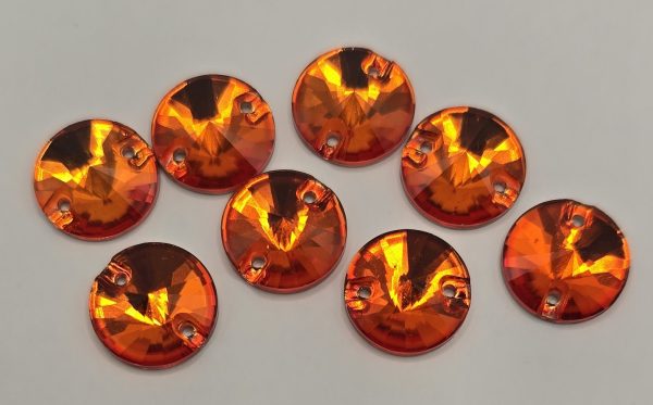 Tangerine Round Rivoli Sew-On Feature Stone