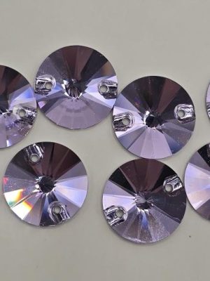 Violet Round Rivoli Sew-On Feature Stone