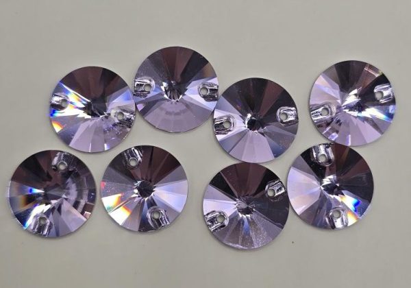 Violet Round Rivoli Sew-On Feature Stone